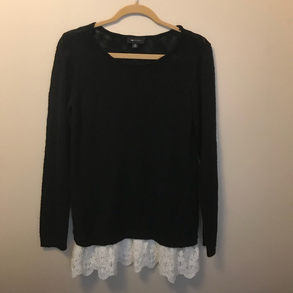 AB Studio Black Sweater With Lace